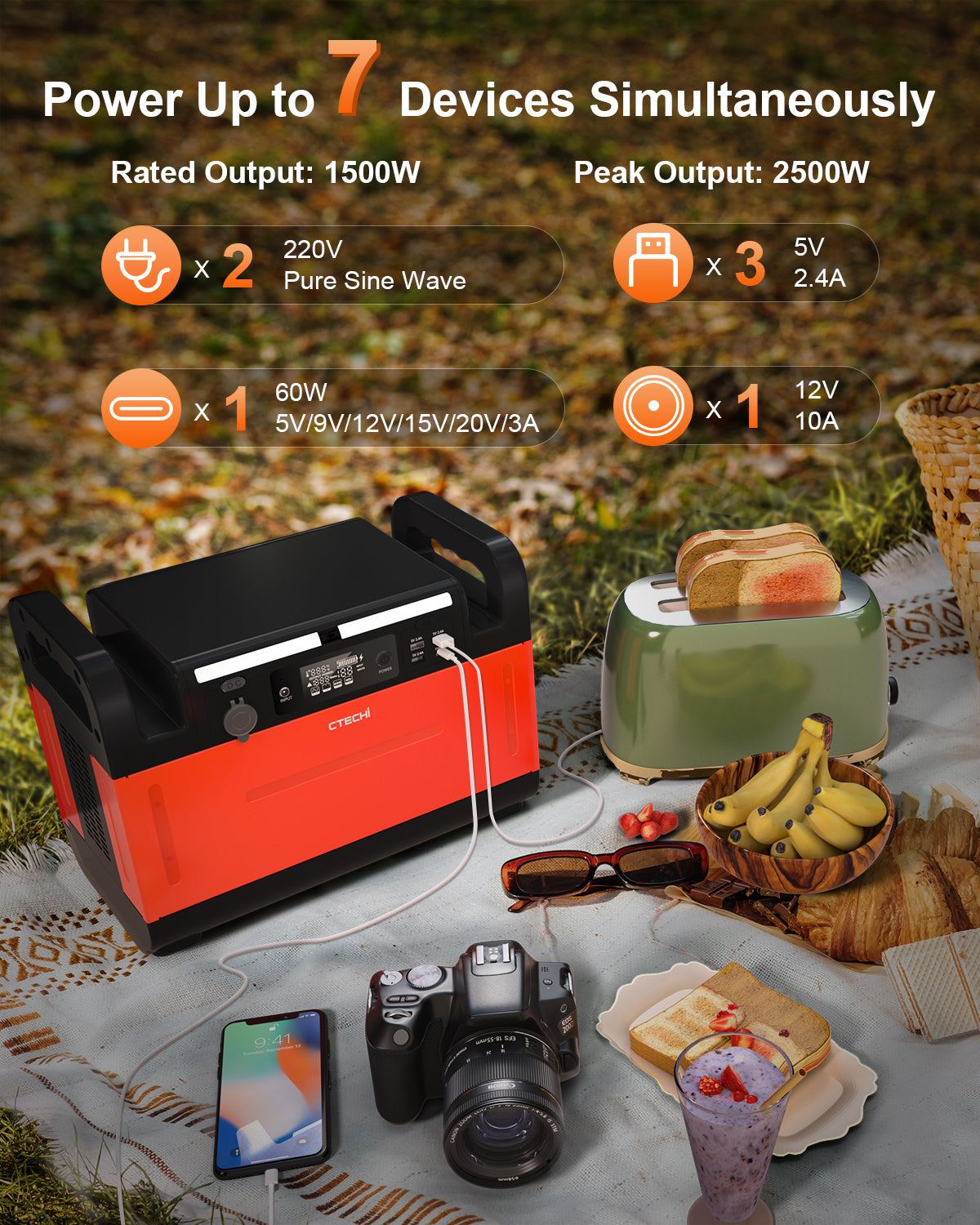 CTECHi Powerstation GT1500 1210Wh 2000Watt