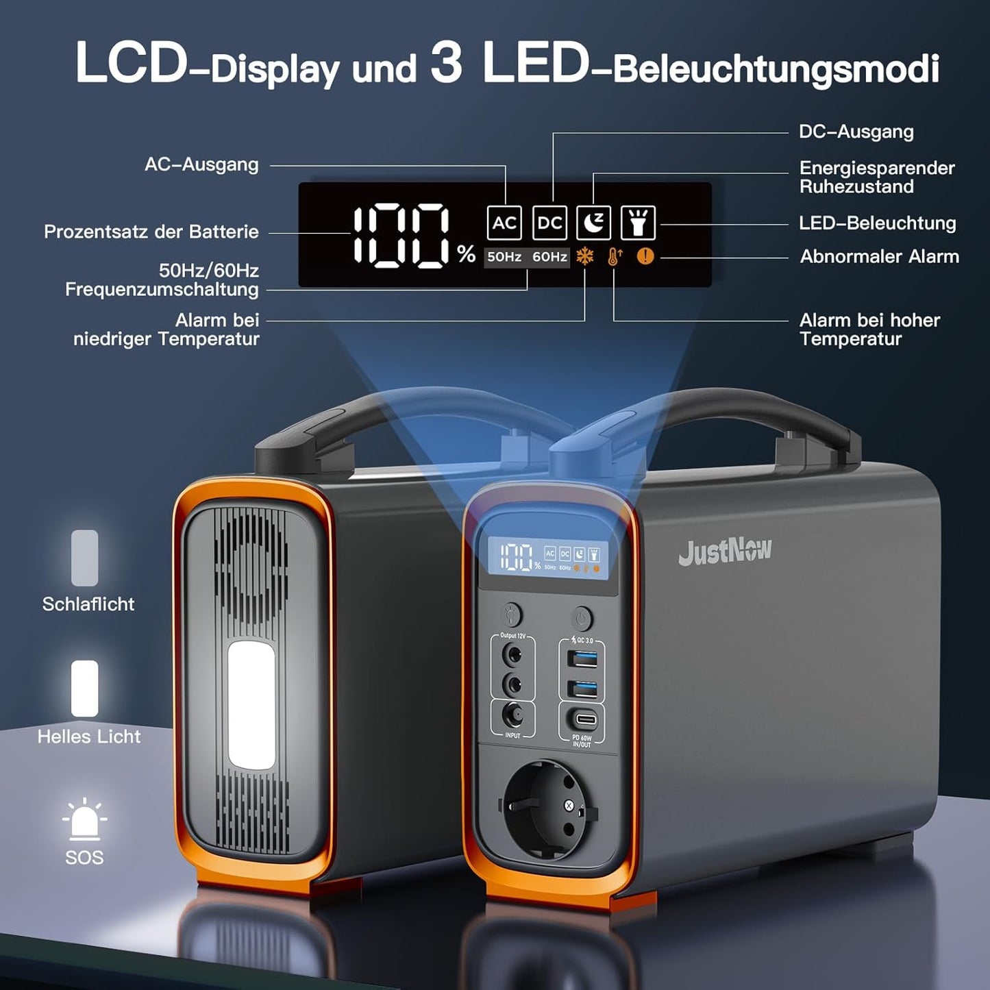 JustNow® Powerstation JNG200 240wh + Solarmodul SP60 60Watt