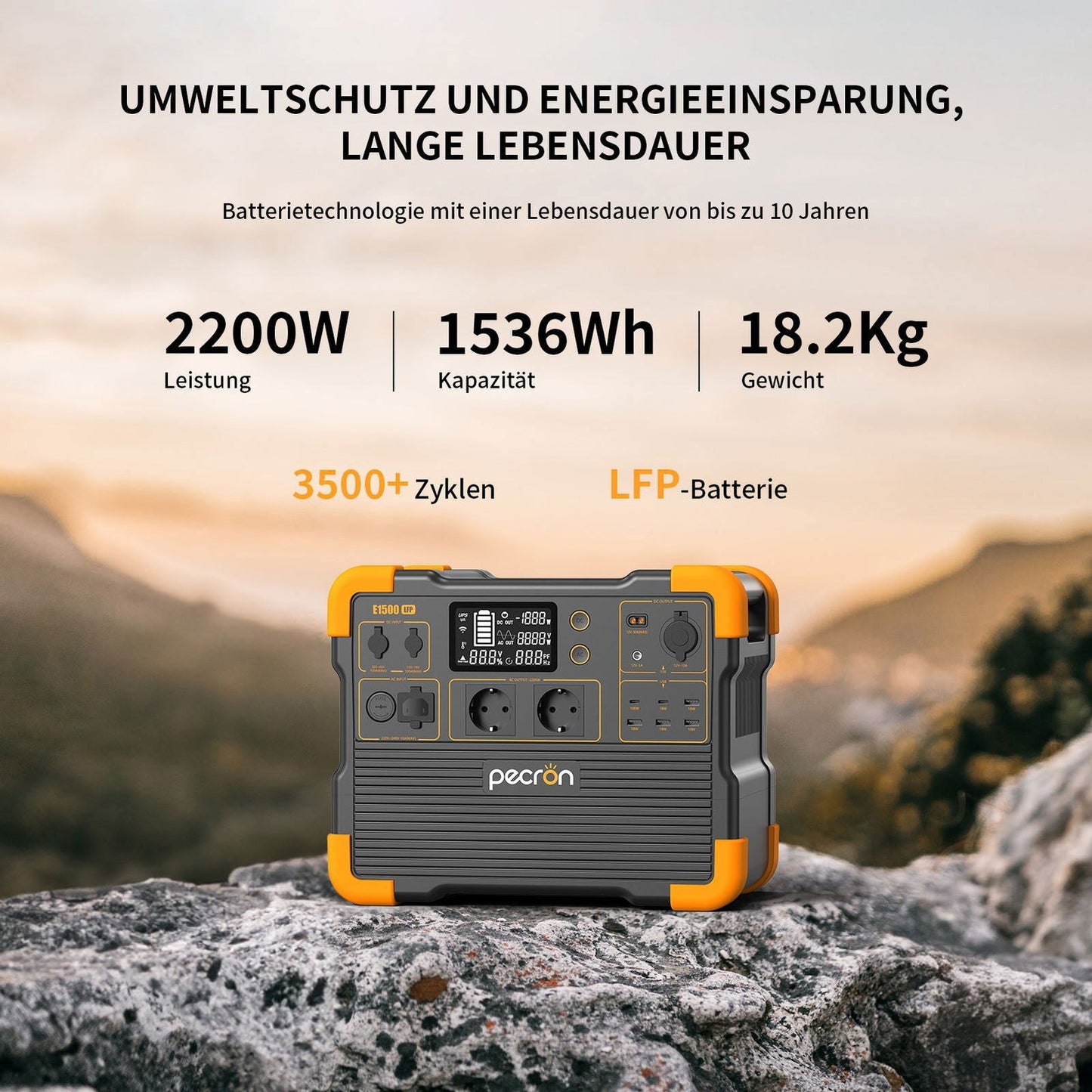 PECRON E1500LFP Powerstation 2200W 1536Wh (Expandable)