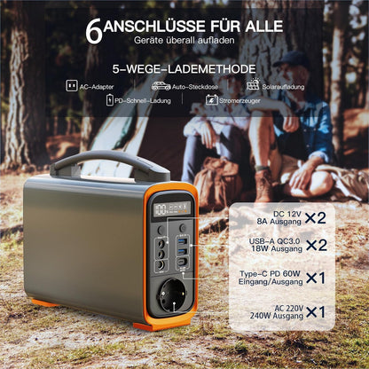 JustNow® Powerstation JNG200 240wh + Solarmodul SP60 60Watt